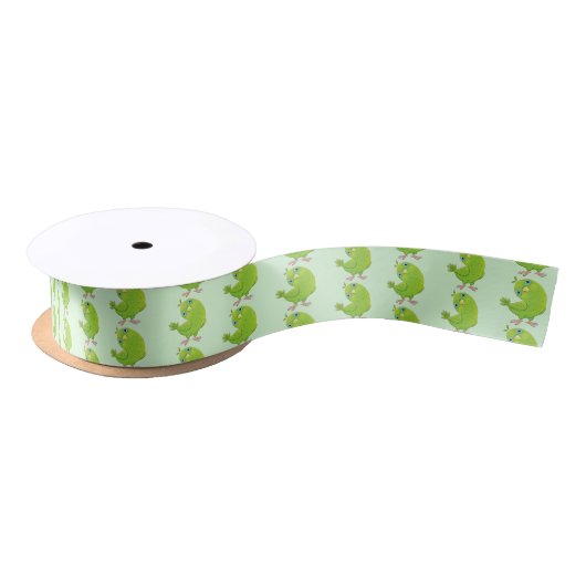 Cute green curious paraket cartoon satijnen lint (Spoel)