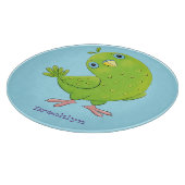Cute green curious paraket cartoon snijplank (Hoek)
