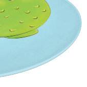 Cute green curious paraket cartoon snijplank (Hoek)