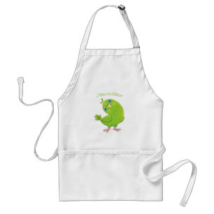 Cute green curious paraket cartoon standaard schort