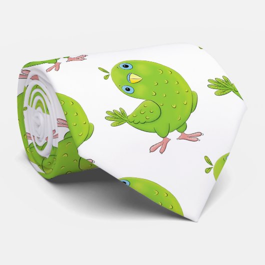 Cute green curious paraket cartoon stropdas (Opgerold)
