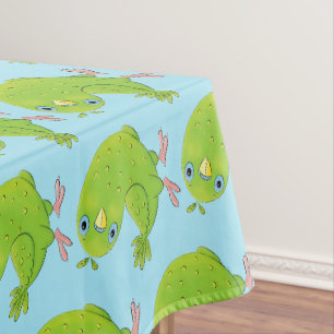 Cute green curious paraket cartoon tafelkleed