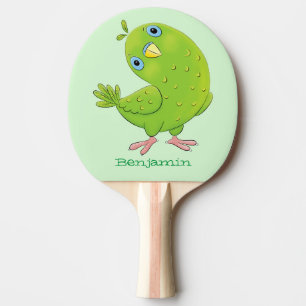 Cute green curious paraket cartoon tafeltennisbatje