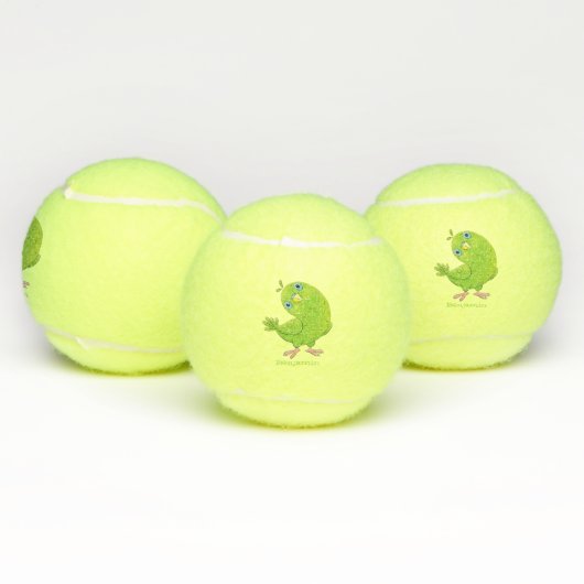 Cute green curious paraket cartoon tennisballen (Multi)