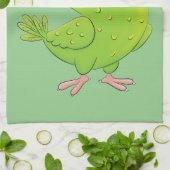 Cute green curious paraket cartoon theedoek (Gevouwen)