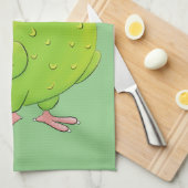 Cute green curious paraket cartoon theedoek (Quarter Fold)
