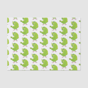 Cute green curious paraket cartoon tissuepapier