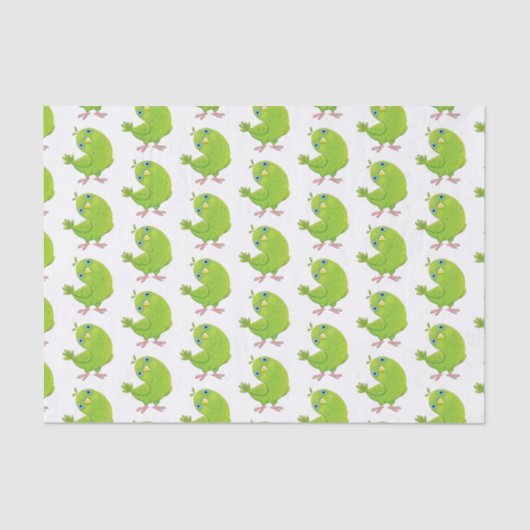 Cute green curious paraket cartoon tissuepapier (Voorkant)