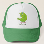 Cute green curious paraket cartoon trucker pet (Voorkant)