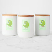 Cute green curious paraket cartoon voedselcontainer etiket (Flessen)