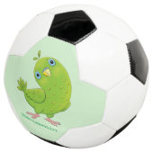 Cute green curious paraket cartoon voetbal (Drie kwart)