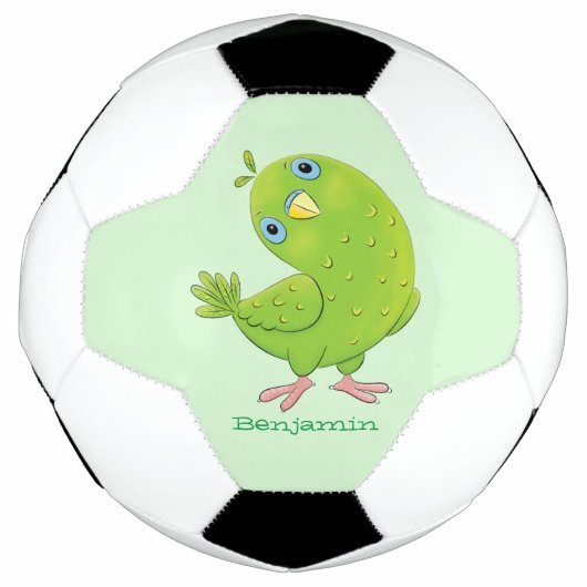 Cute green curious paraket cartoon voetbal (Voorkant)