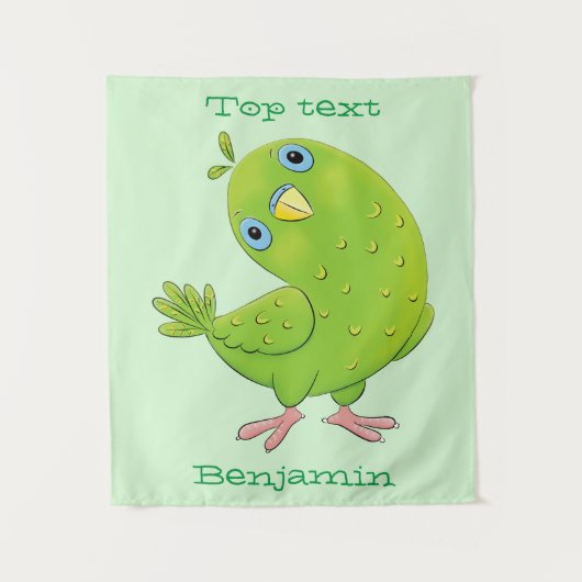 Cute green curious paraket cartoon wandkleed (Voorkant)