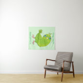 Cute green curious paraket cartoon wandkleed (In Situ (horizontaal))