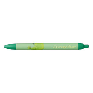 Cute green curious paraket cartoon zwarte inkt pen