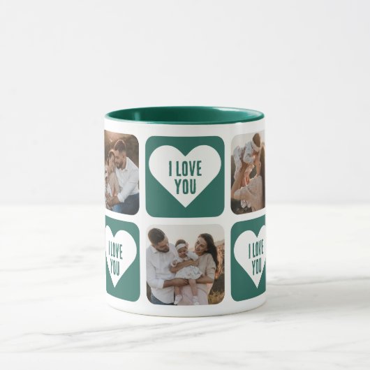 Cute Green Custom Foto I Love You Mok (Midden)