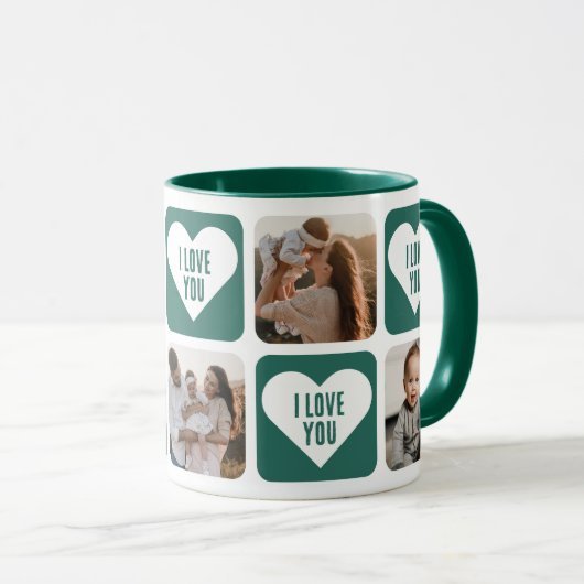Cute Green Custom Foto I Love You Mok (Voorkant rechts)