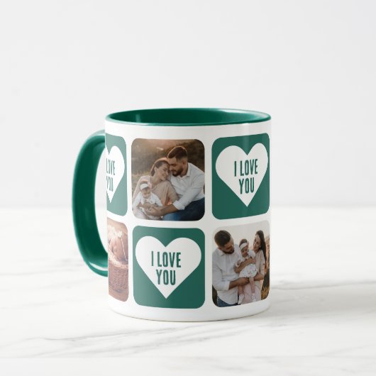 Cute Green Custom Foto I Love You Mok (Voorkant links)