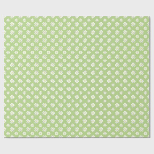 Cute Green Daisies Floral Pattern Cadeaupapier (Vlak)