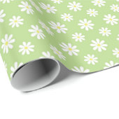 Cute Green Daisies Floral Pattern Cadeaupapier (Rol Hoek)