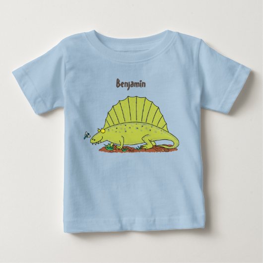 Cute green dimetrodon cartoon illustration (Voorkant)