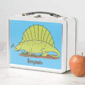 Cute green dimetrodon cartoon illustration (In situ)