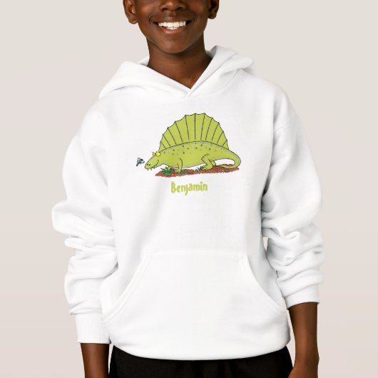 Cute green dimetrodon cartoon illustration (Voorkant)