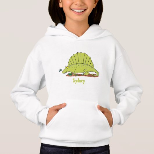 Cute green dimetrodon cartoon illustration (Voorkant)