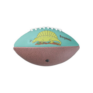 Cute green dimetrodon cartoon illustration american football
