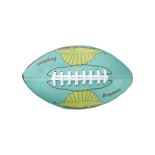 Cute green dimetrodon cartoon illustration american football (Voorkant)