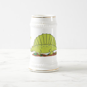 Cute green dimetrodon cartoon illustration bierpul