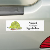 Cute green dimetrodon cartoon illustration bumpersticker (Op auto)