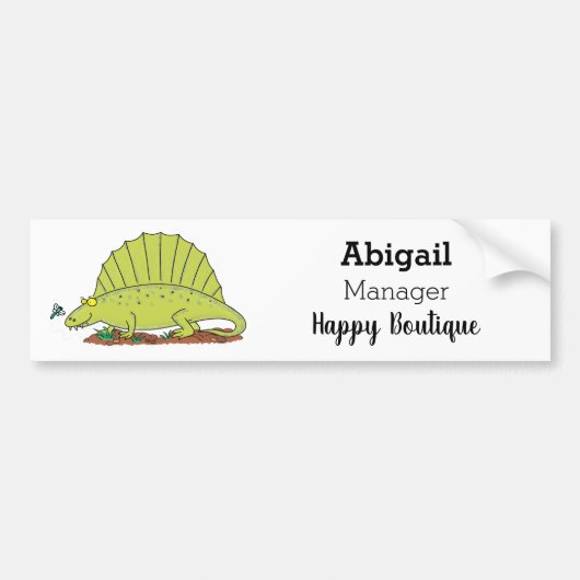 Cute green dimetrodon cartoon illustration bumpersticker (Voorkant)