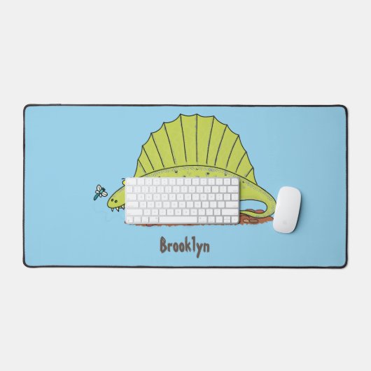 Cute green dimetrodon cartoon illustration bureaumat (Keyboard & Muis)