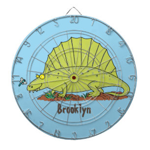 Cute green dimetrodon cartoon illustration dartbord
