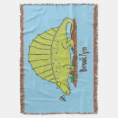 Cute green dimetrodon cartoon illustration deken (Voorkant Verticaal)
