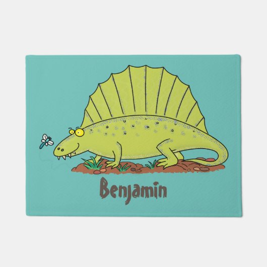 Cute green dimetrodon cartoon illustration deurmat (Voorkant)