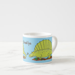 Cute green dimetrodon cartoon illustration espresso kop