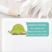 Cute green dimetrodon cartoon illustration etiket (Insitu)