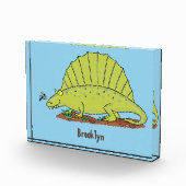 Cute green dimetrodon cartoon illustration fotoblokken (Rechts)