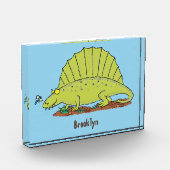 Cute green dimetrodon cartoon illustration fotoblokken (Links)