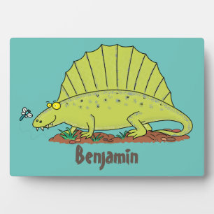 Cute green dimetrodon cartoon illustration fotoplaat
