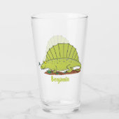 Cute green dimetrodon cartoon illustration glas (Achterkant)