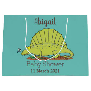 Cute green dimetrodon cartoon illustration groot cadeauzakje