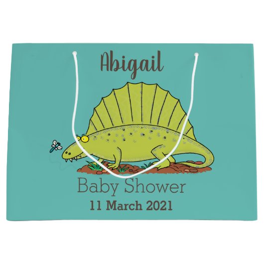 Cute green dimetrodon cartoon illustration groot cadeauzakje (Voorkant)