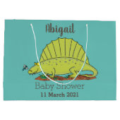 Cute green dimetrodon cartoon illustration groot cadeauzakje (Achterkant)
