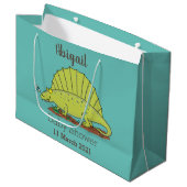 Cute green dimetrodon cartoon illustration groot cadeauzakje (Voorkant Gekanteld)