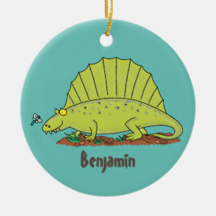 Cute green dimetrodon cartoon illustration keramisch ornament