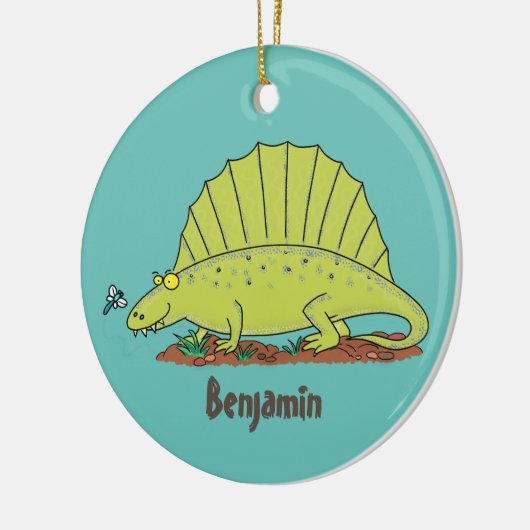 Cute green dimetrodon cartoon illustration keramisch ornament (Links)