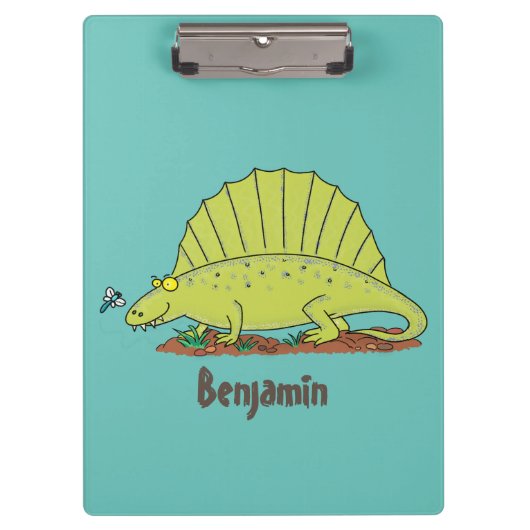 Cute green dimetrodon cartoon illustration klembord (Voorkant)